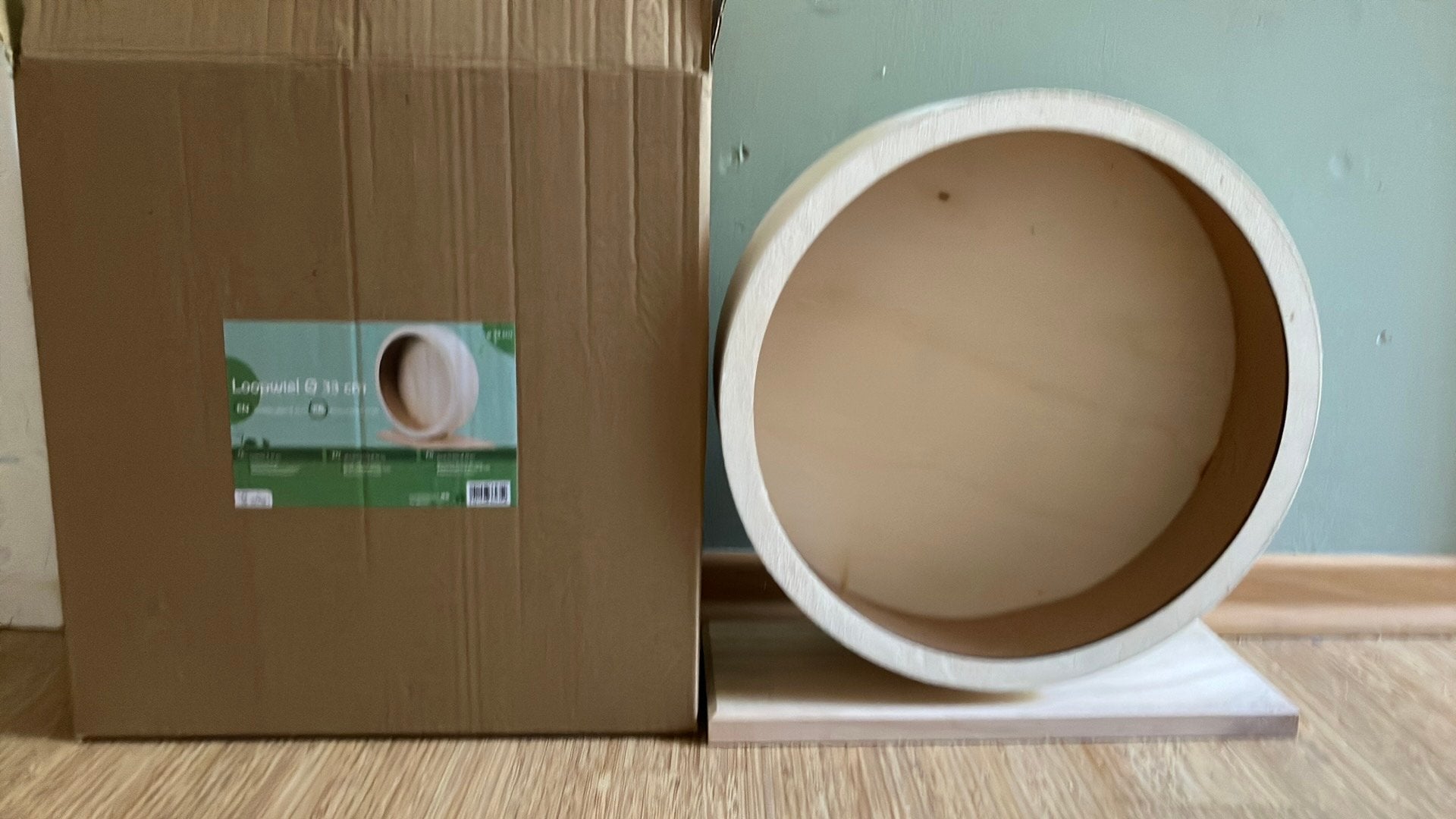 Hamsterwiel groot (goudhamster) 33 cm hout, Ophalen, Zo goed als nieuw, Loopwiel of Rad