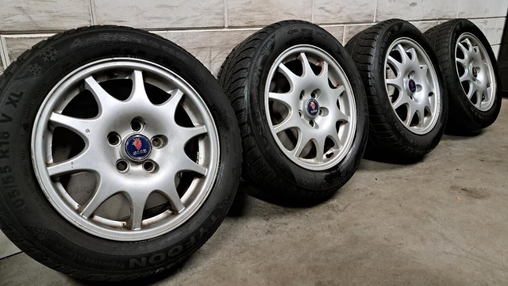 Lichtmetalen velgen Saab 9-5 9-3 BLS Croma 205/55/16, Auto-onderdelen, Banden en Velgen, Gebruikt, 16 inch, Banden en Velgen, All Season