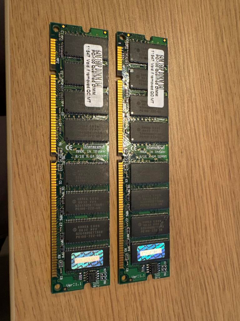 Transcend 64MB PC100 SDRAM Geheugenmodules (2 stuks), Computers en Software, RAM geheugen, Overige soorten, Server, Ophalen of Verzenden