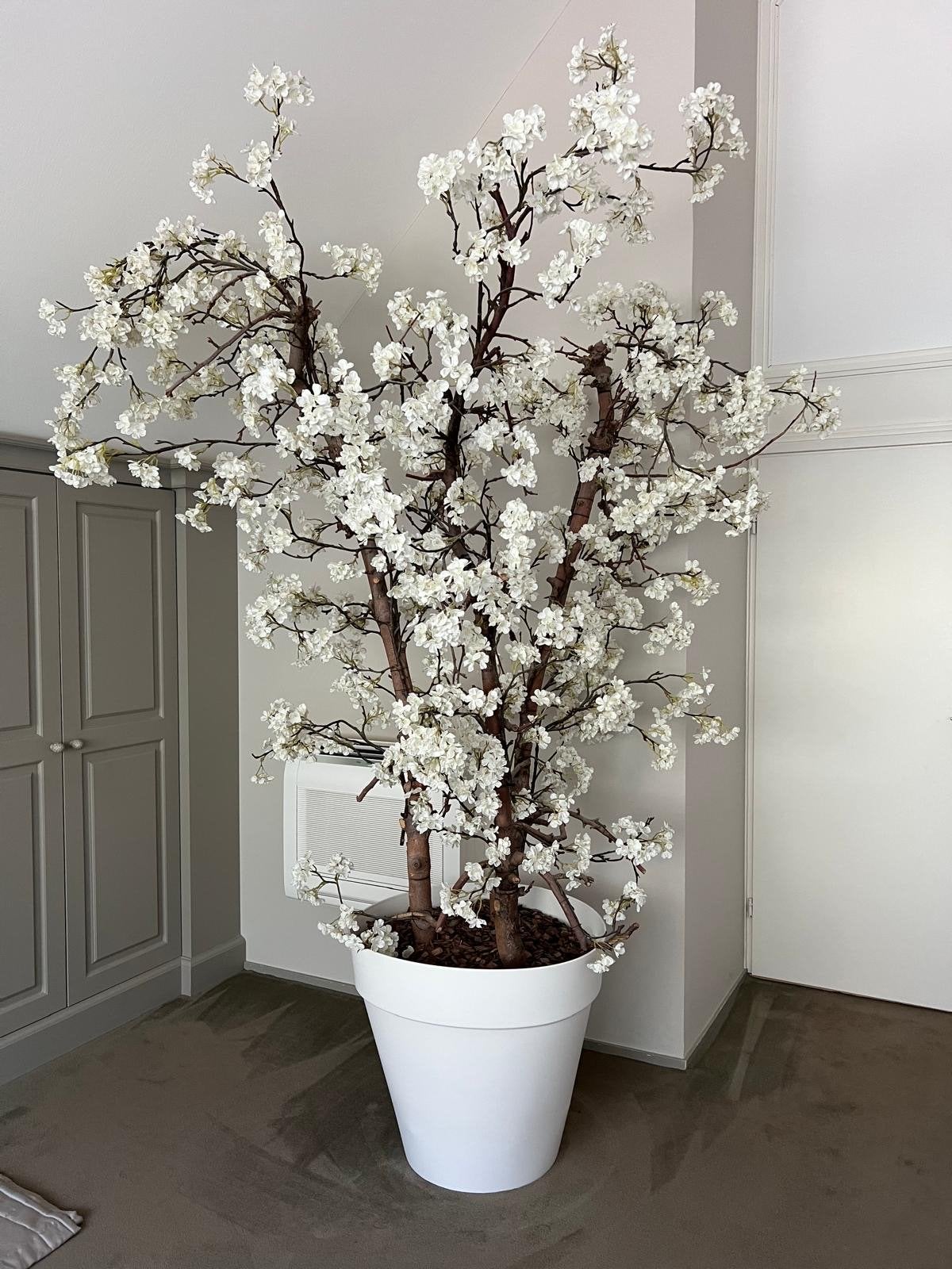 Prachtige kunstbloesemboom op echte takken, 270 cm, Ophalen, Binnen, Natuurlijk materiaal, Kunstbloesem