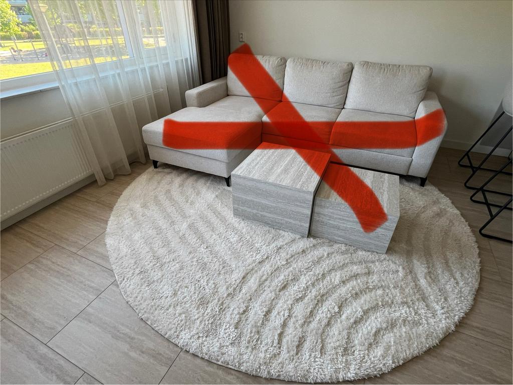 Rond wit hoogpolig vloerkleed, Ophalen, Gebruikt, Wit, 150 tot 200 cm
