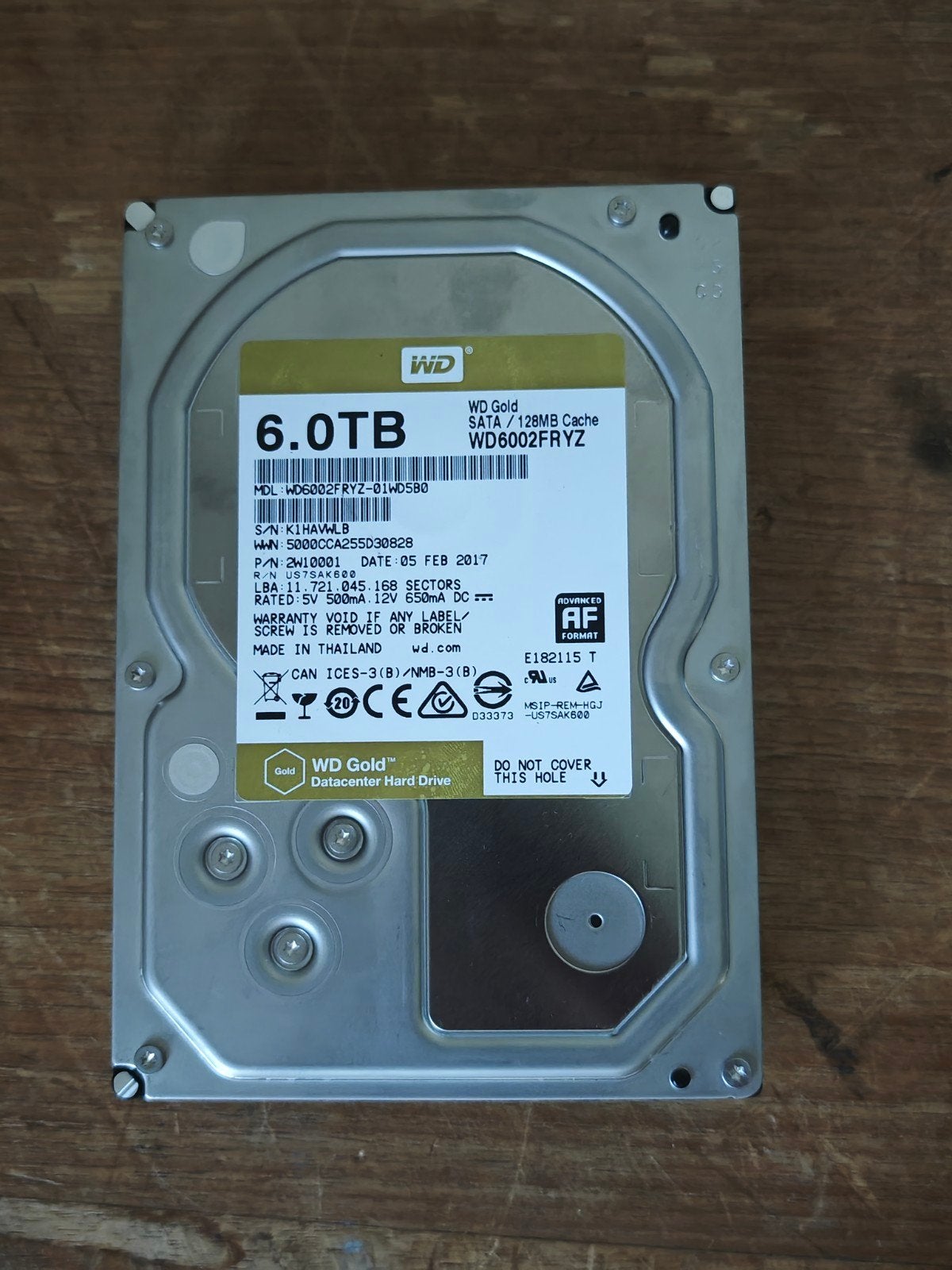 6TB Western Digital Gold HDD - Uitstekend en Stabiel, Computers en Software, Harde schijven, Intern, Ophalen of Verzenden, Zo goed als nieuw