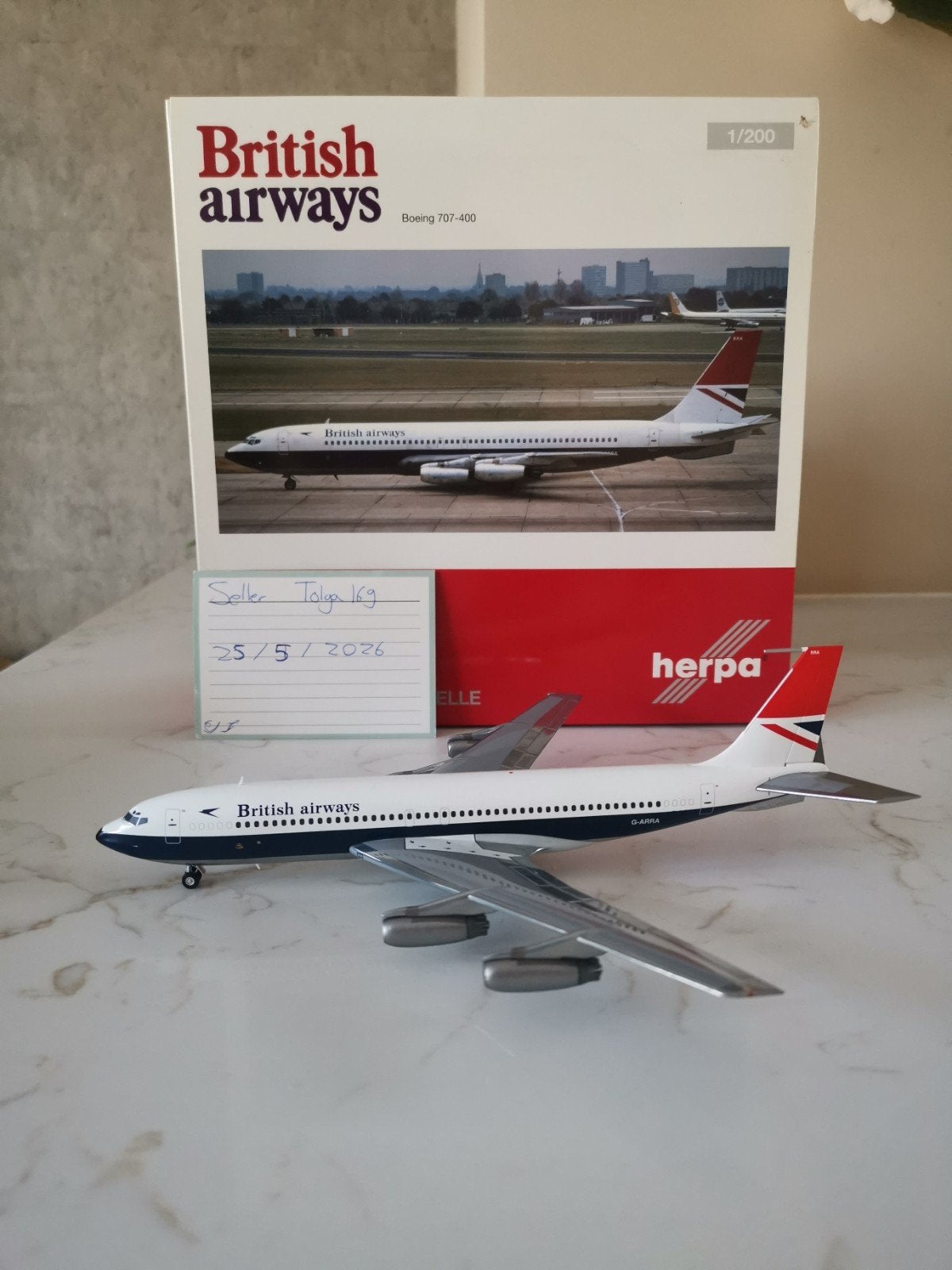 British Airways B707-400 Herpa200 1:200 558464 Reg. G-ARRA, Overige merken, 1:200 of kleiner, Nieuw, Ophalen of Verzenden