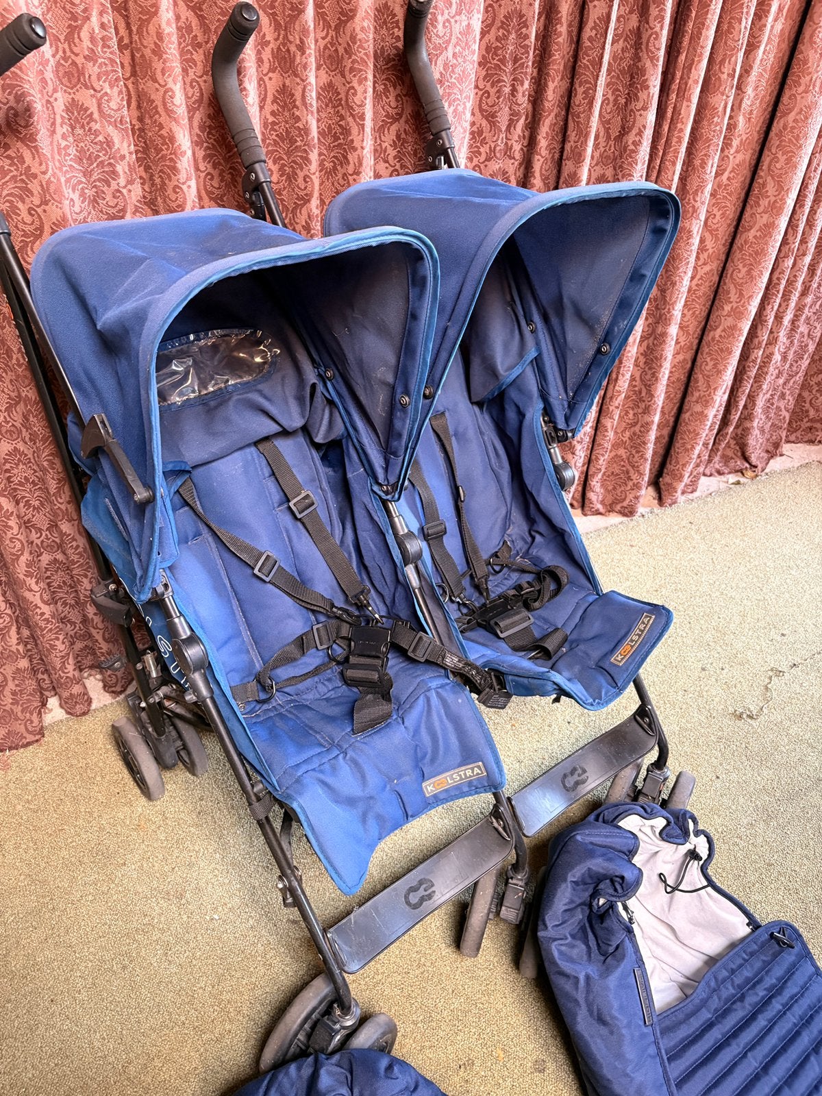 Koelstra Simba Twin buggy + 2 voetenzakken - nette staat, Kinderen en Baby's, Buggy's, Ophalen, Gebruikt, Koelstra, Verstelbare rugleuning