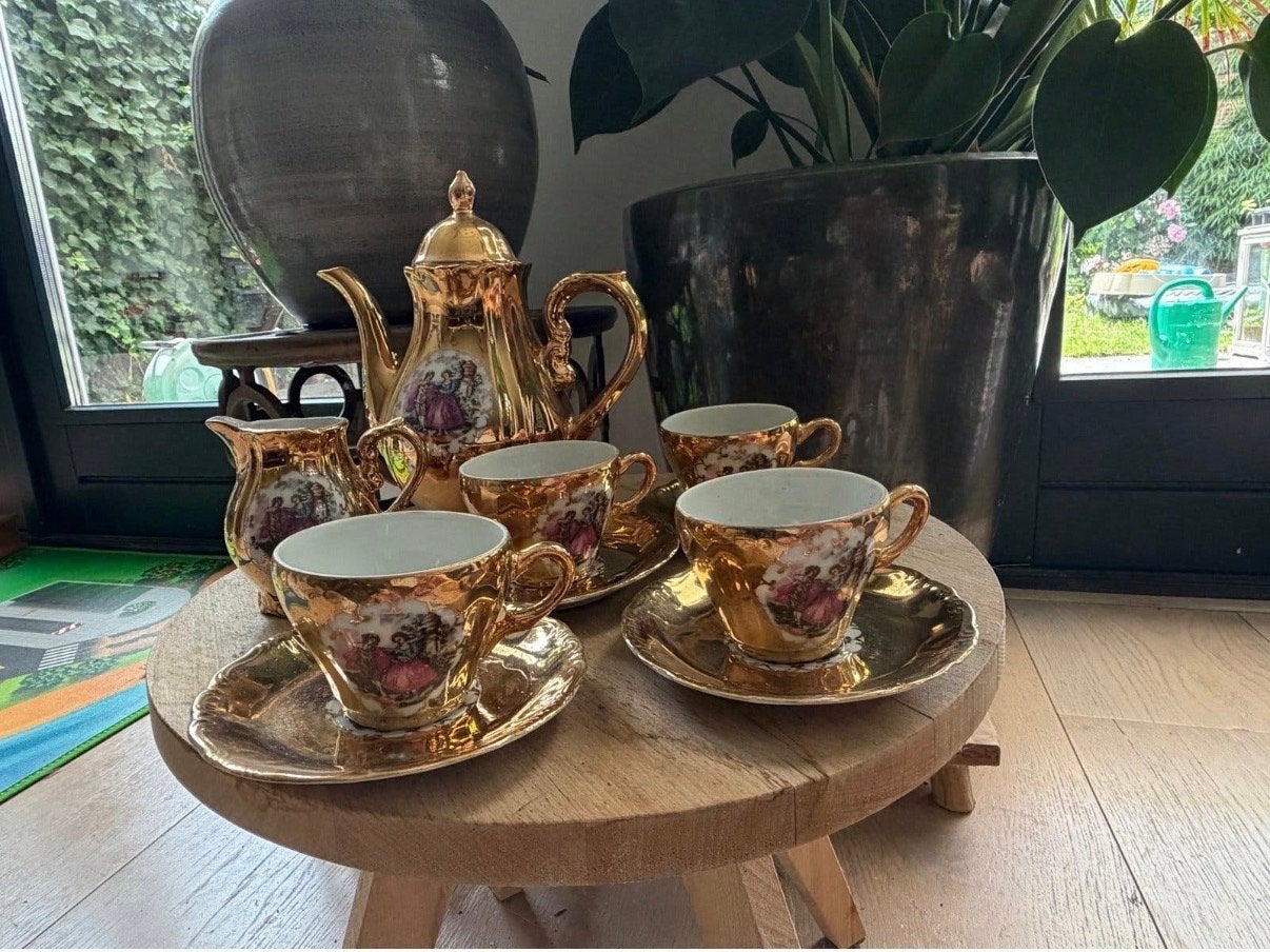 Vintage Verguld Koffieservies Bareuther Waldsassen Bavaria, Ophalen of Verzenden