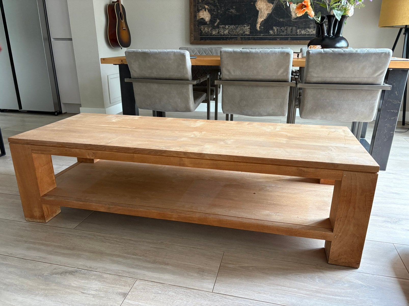 Massief teak houten tv dresooir 160x60x45, Huis en Inrichting, Kasten | Dressoirs, Ophalen, Zo goed als nieuw, 25 tot 50 cm