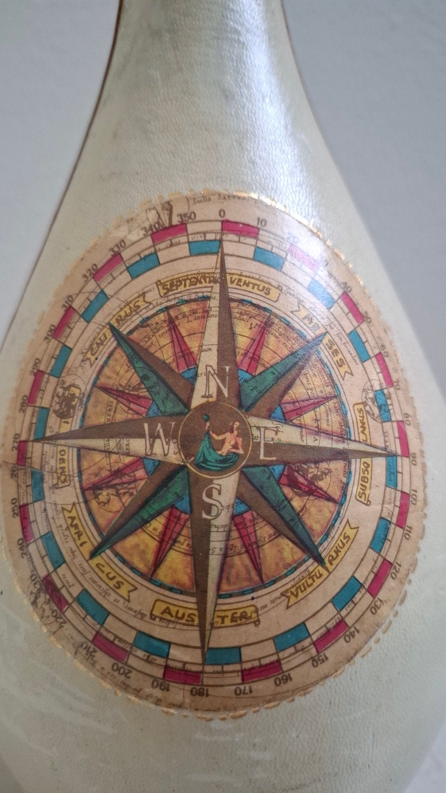 Vintage Italiaanse lederbeklede glazen fles, Ophalen of Verzenden