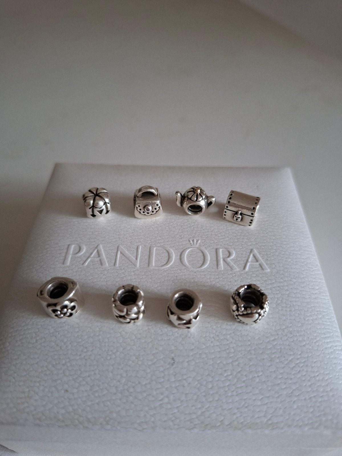 8 Pandora bedels zilver: tasje, theepotje, pompoen en meer, Ophalen of Verzenden