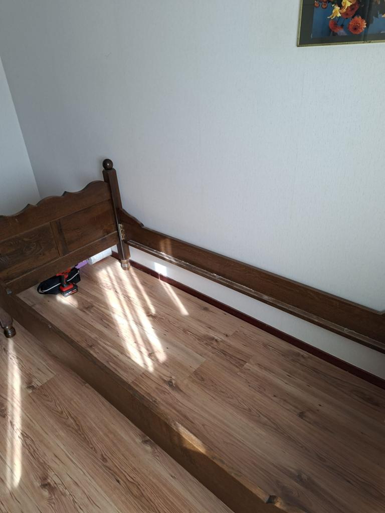 Bed omtrek de Paal, Ophalen, 90 cm, Eenpersoons, Eiken