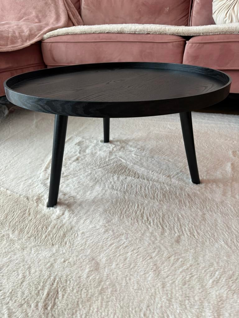 Woood Mesa XL bijzettafel zwart hout, Huis en Inrichting, Tafels | Salontafels, Ophalen, 50 tot 100 cm, Rond, Zo goed als nieuw