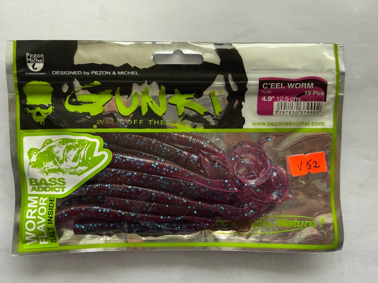 10x Gunki C'Eel Worm 12,7cm Plum softbaits V52, Ophalen of Verzenden, Zo goed als nieuw, Overige typen