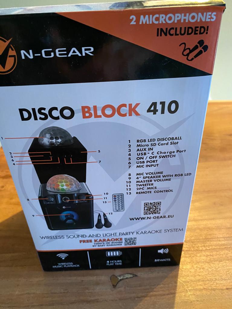 N-GEAR Disco Block 410 Karaoke Set, zwart, Ophalen, Nieuw, Complete set