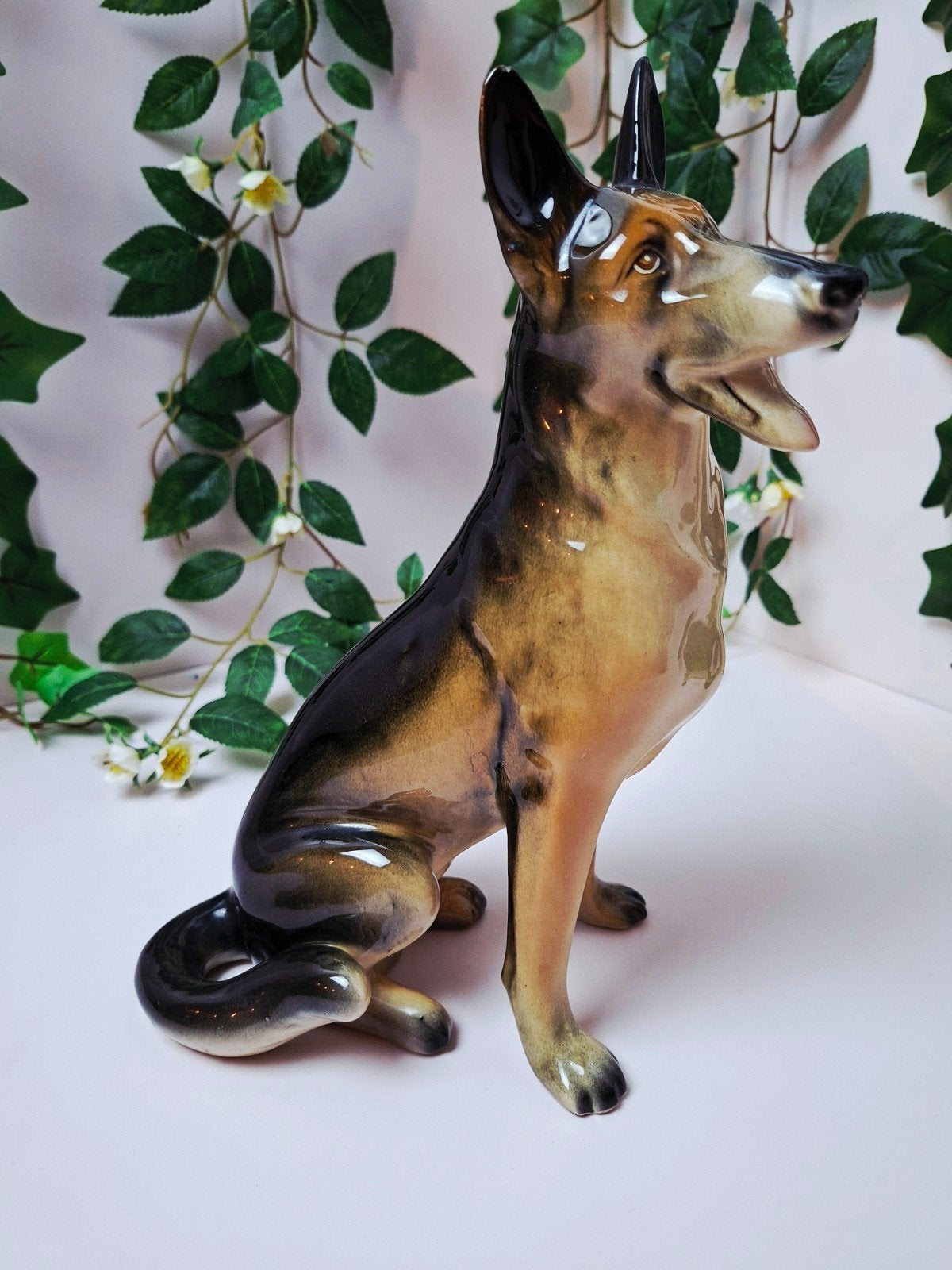 Vintage Duitse Herder beeld - Keramiek - 26cm hoog, Ophalen of Verzenden, Gebruikt, Dier
