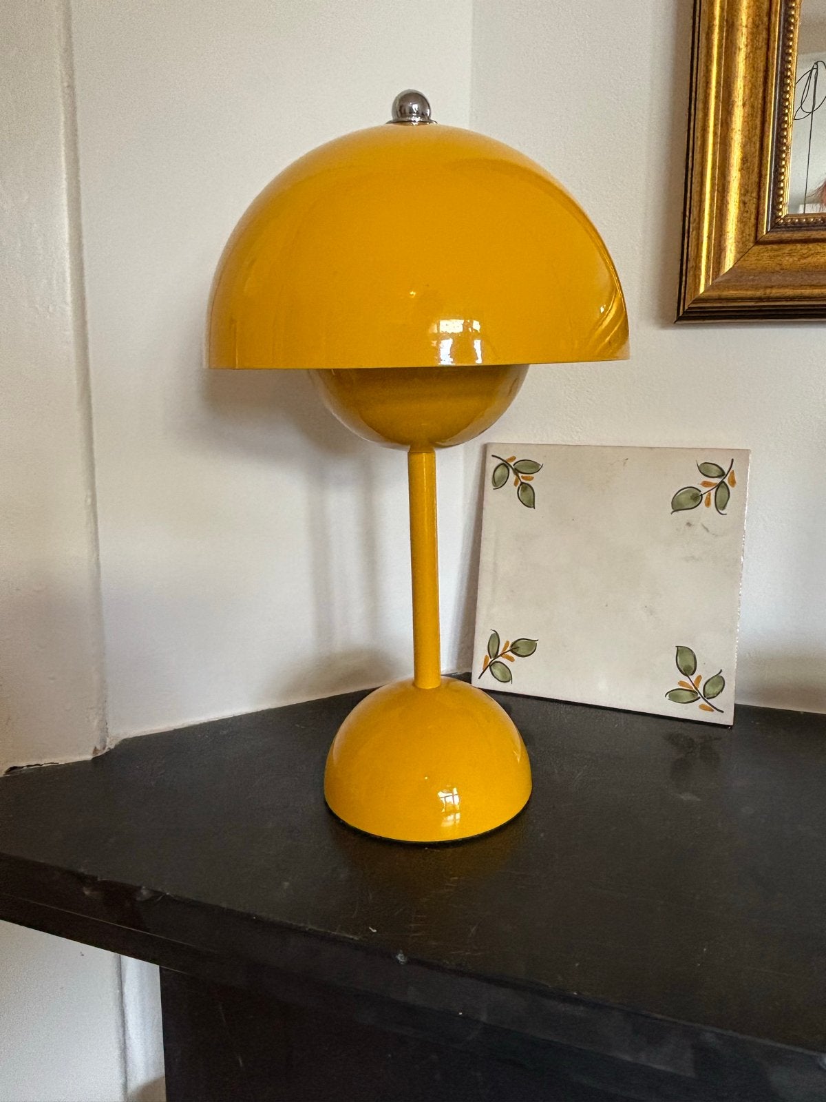 Dimbare Draadloze Vintage Paddenstoel Tafellamp Geel, Ophalen of Verzenden, Zo goed als nieuw, Metaal, Minder dan 50 cm