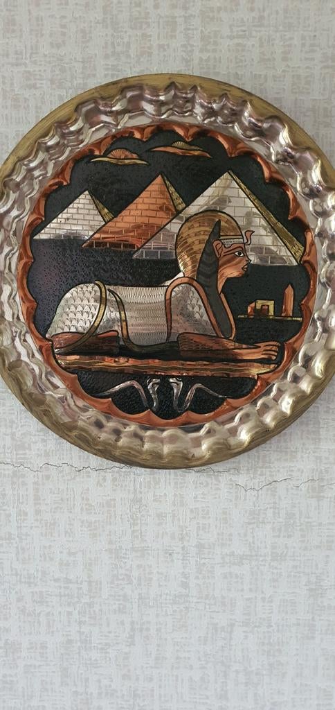 Decoratief wandbord met Egyptische Sfinx en piramides, Antiek en Kunst, Ophalen of Verzenden