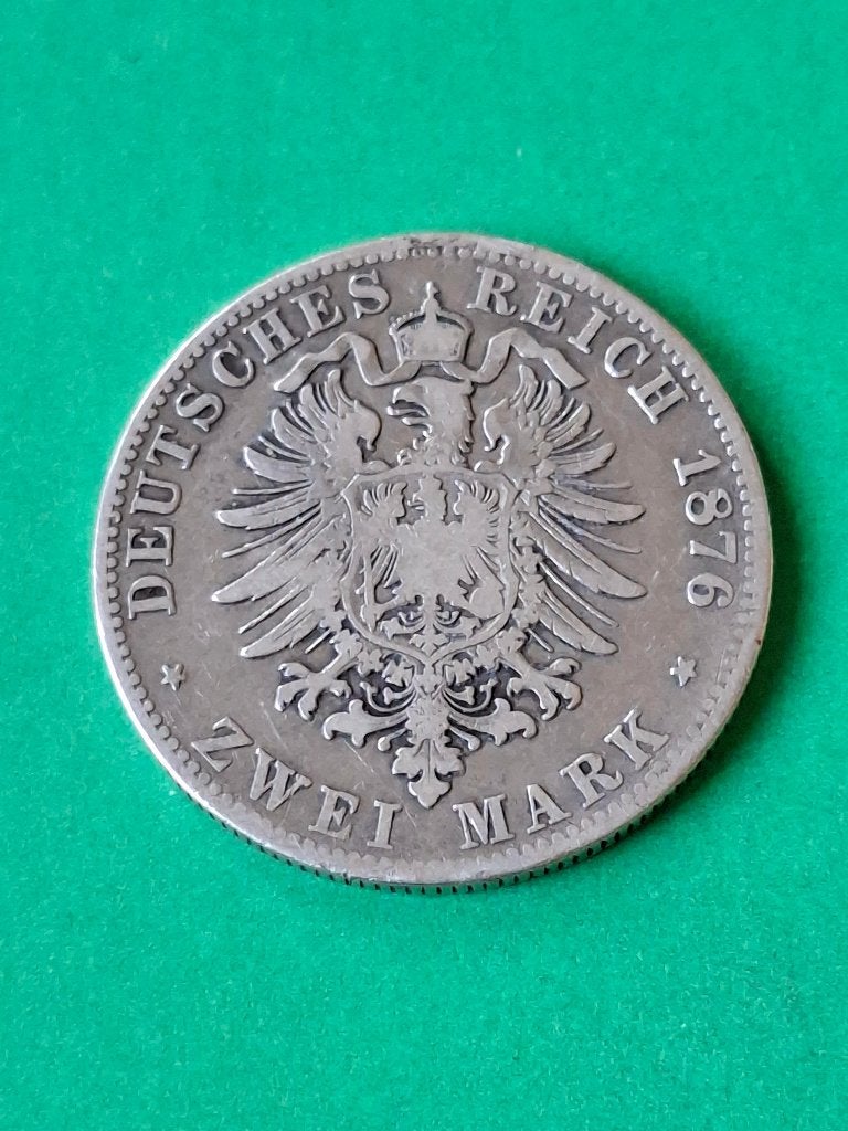 1876 D Duitsland Beieren 2 mark zilver Ludwig II, Postzegels en Munten, Verzenden, Duitsland, Losse munt, Zilver