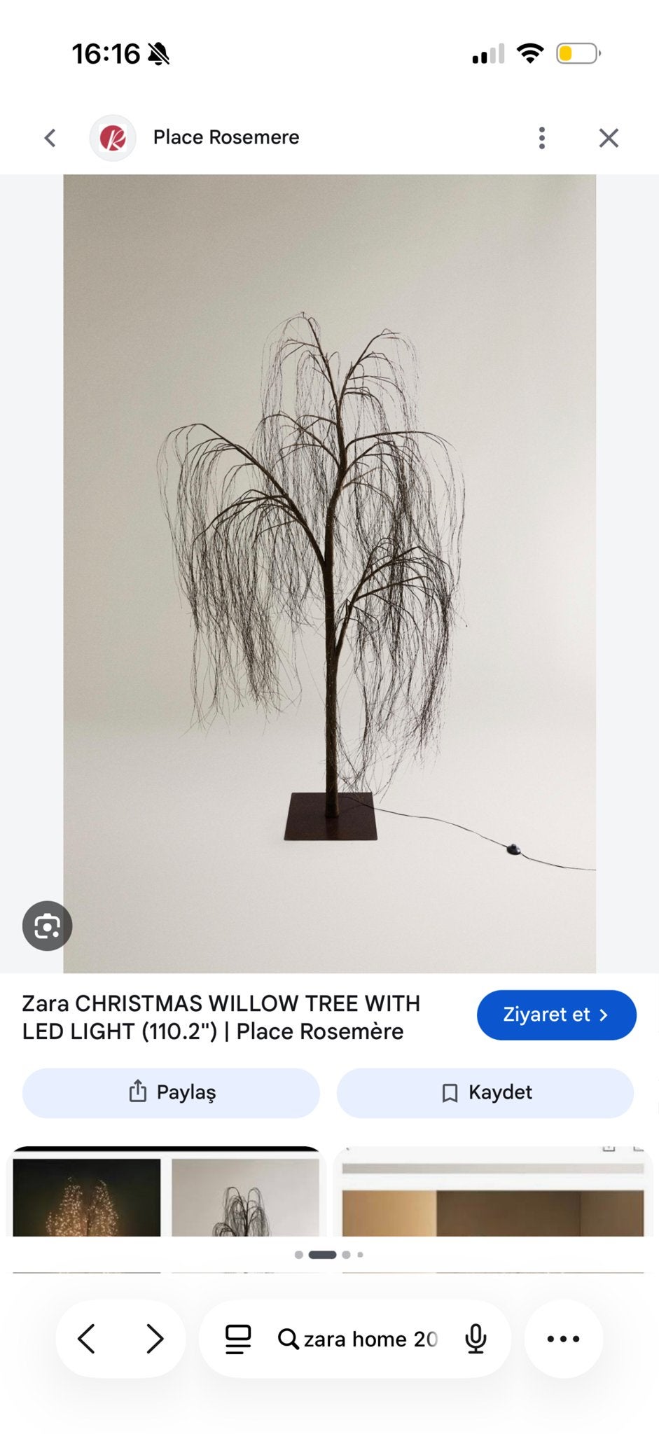 Zara Home Kerstboom Wilg met LED-verlichting, Ophalen of Verzenden, Zo goed als nieuw, Bruin, Metaal