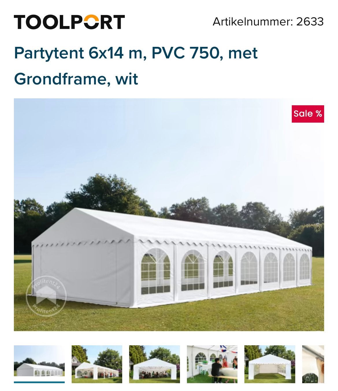 Partytent 6 x 14 m Toolport, Tuin en Terras, Partytenten, Ophalen, Gebruikt, Opvouwbaar, Partytent