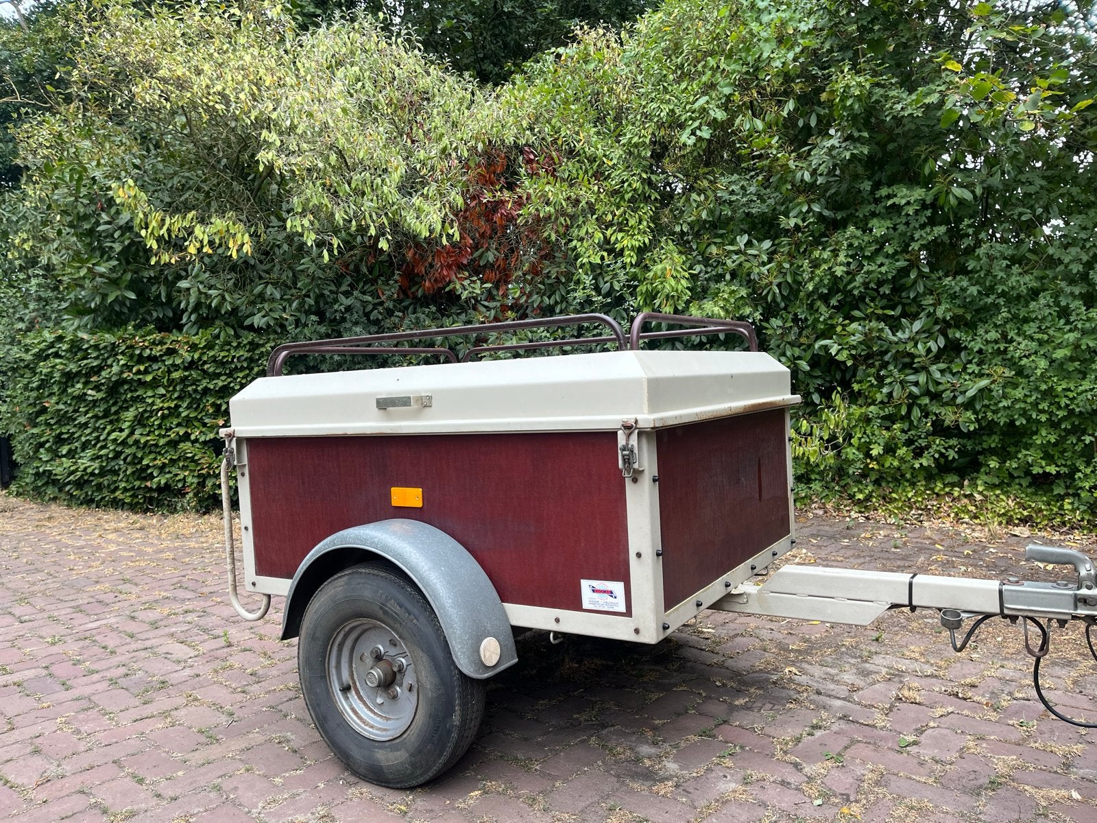 Compacte aanhanger met deksel en imperiaal, Auto diversen, Aanhangers en Bagagewagens, Ophalen, Gebruikt