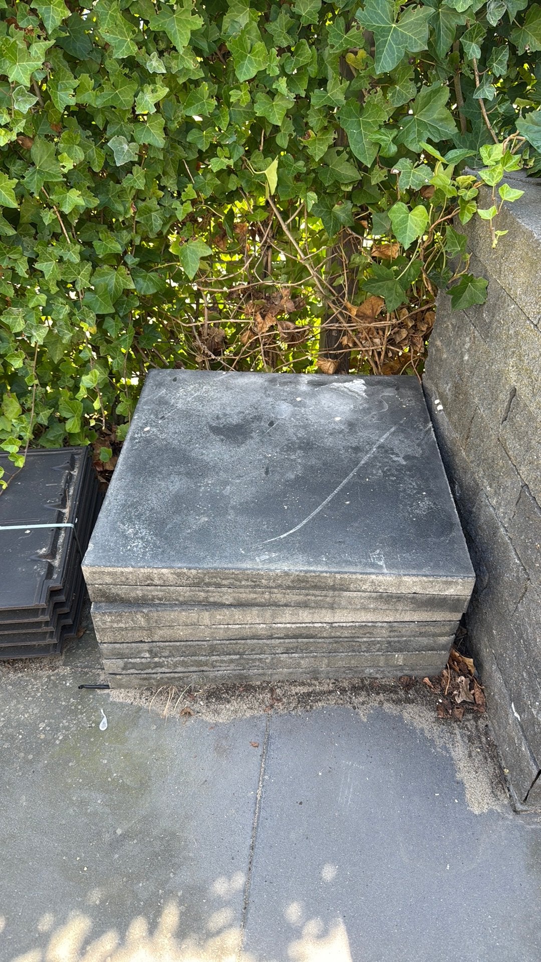 7 Antraciet Tuintegels 60x60 cm, geïmpregneerd, Ophalen, Gebruikt, 5 tot 10 m², Beton