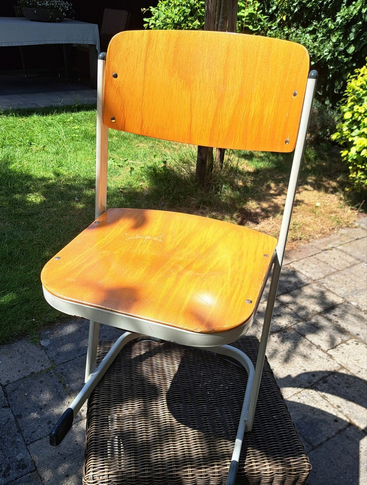 Schilte houten schoolstoel - 2 stuks beuken retro vintage, Ophalen of Verzenden