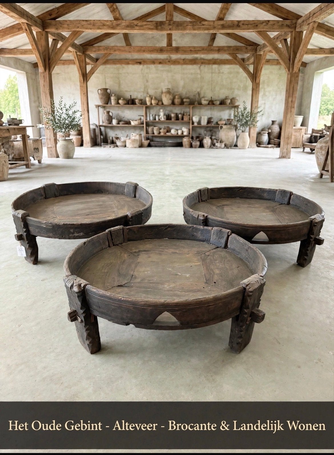 Set van 3 oude Indiase Chakki tafels - Stoer & Landelijk, Ophalen