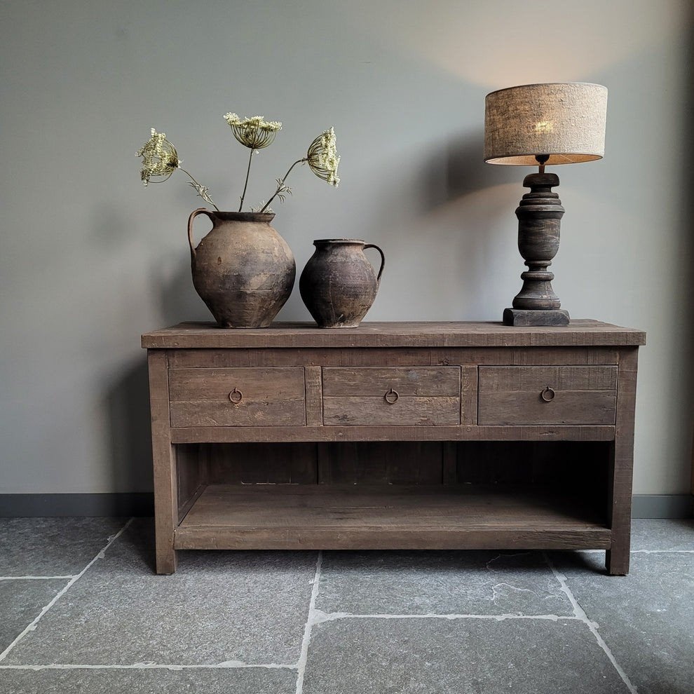 Tv meubel driftwood landelijk sober stoer Jober Wonen, Ophalen, 100 tot 150 cm, Zo goed als nieuw, 25 tot 50 cm