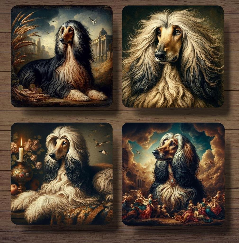 Afghaanse Windhond Barok onderzetters met houder, Ophalen of Verzenden, Nieuw