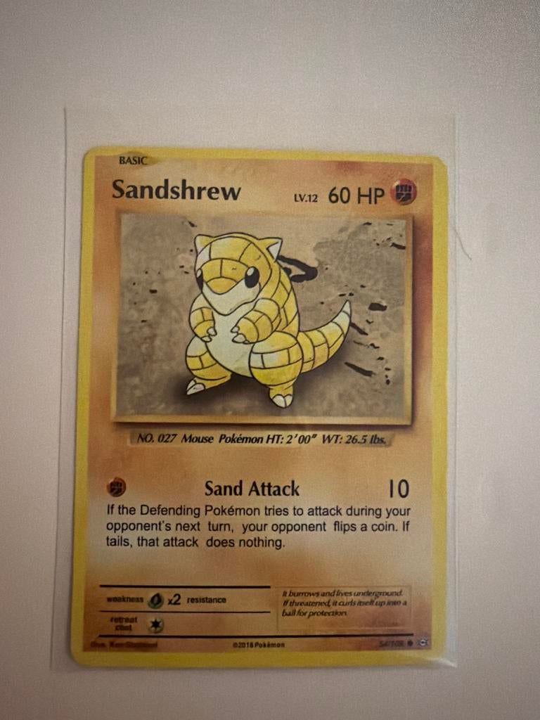 Sandshrew Pokémon Kaart LV.12 60 HP (2016), Ophalen of Verzenden, Zo goed als nieuw, Losse kaart