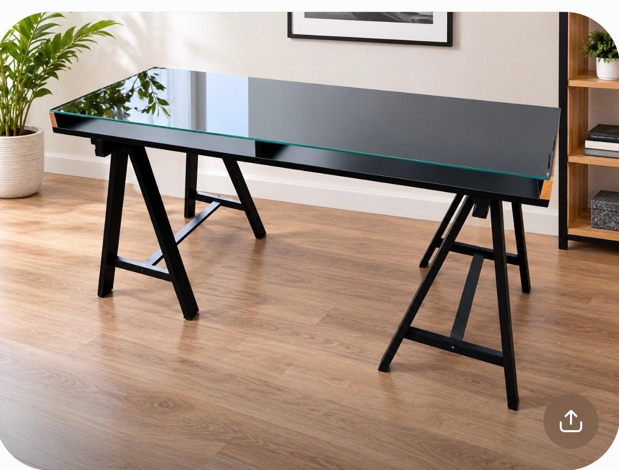 Ikea Vika Gruvan bureau met 2 Lilleby schragen/poten – €20!, Ophalen, Zo goed als nieuw, Zwart