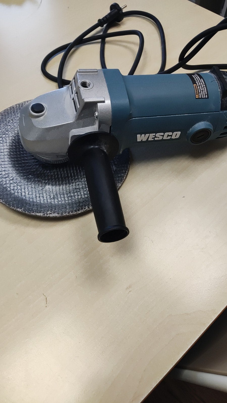 Wesco haakse slijper met 6 extra slijpschijven, Doe-het-zelf en Verbouw, Cirkelzaag, 70 mm of meer, Ophalen of Verzenden, Zo goed als nieuw