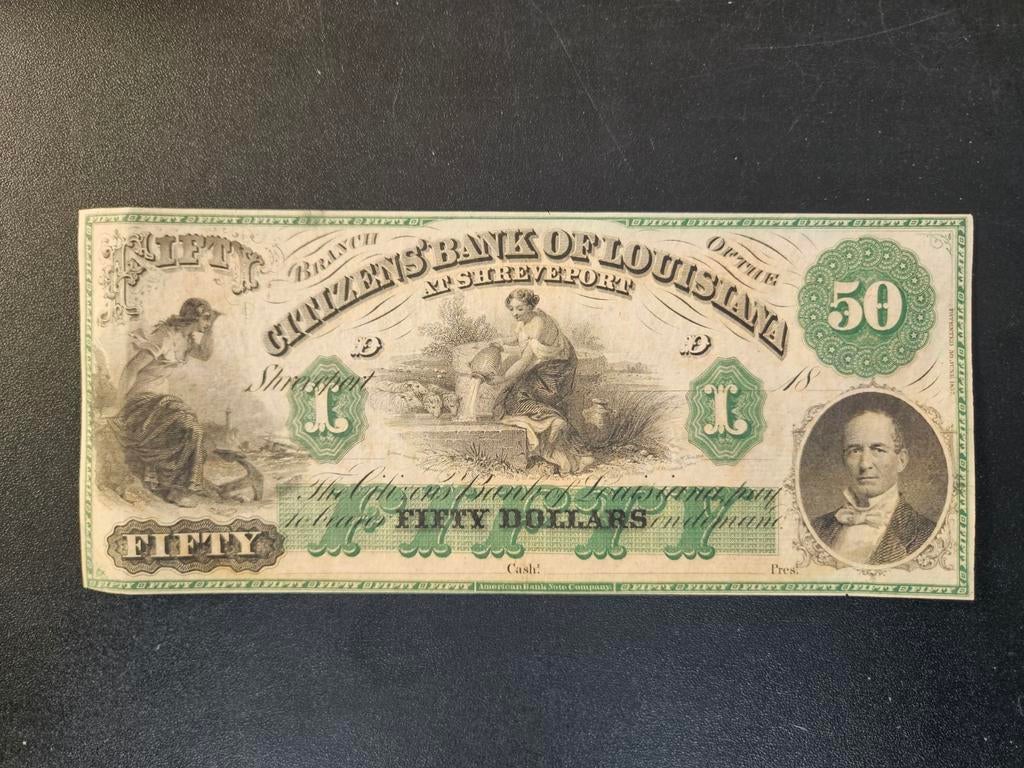USA Citizen Bank of Louisiana 1865 Remainder UNC- scheurtje, Ophalen of Verzenden, Noord-Amerika, Los biljet