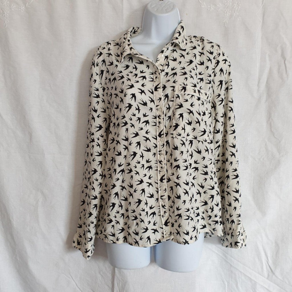 Leuke witte blouse, zwarte zwaluwen. Mt 38. Merk Only, Maat 38/40 (M), ., Wit, Ophalen of Verzenden