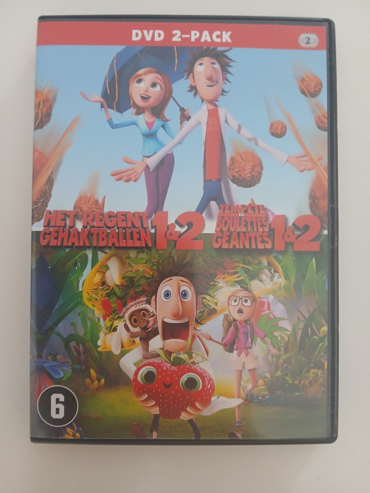 Het Regent Gehaktballen 1 & 2 DVD 2-pack, Gebruikt, Animatie, Nederlands, Ophalen of Verzenden
