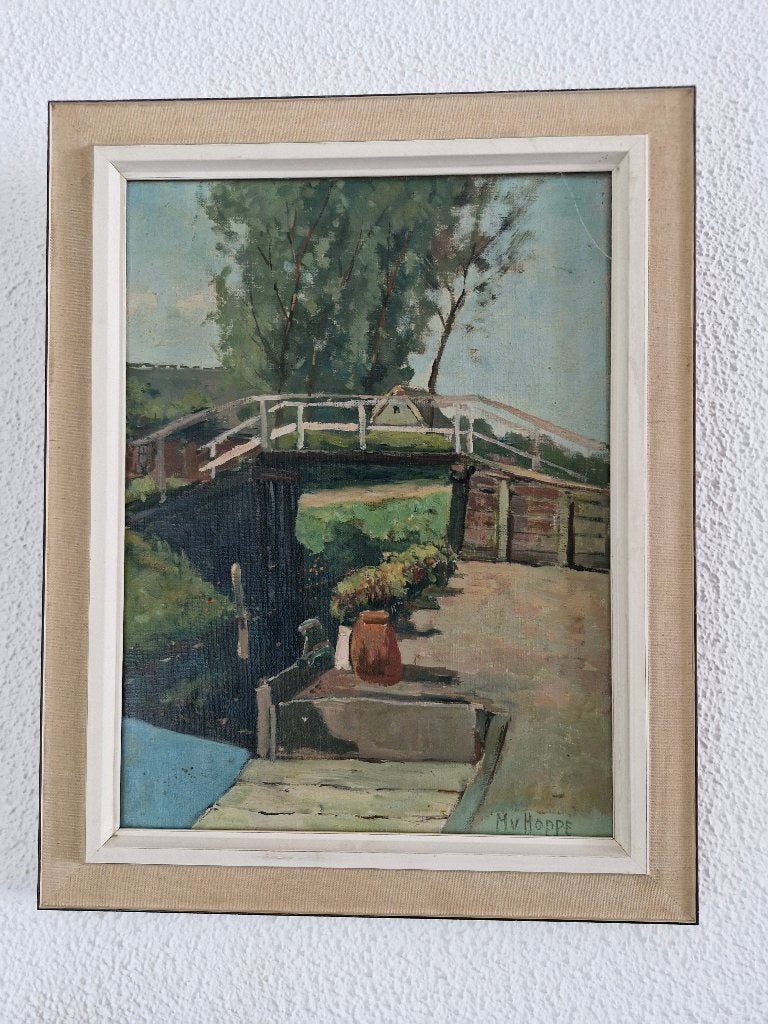 Two Paintings M. v. Hoppe., Ophalen, Origineel werk, Landschap, Doek