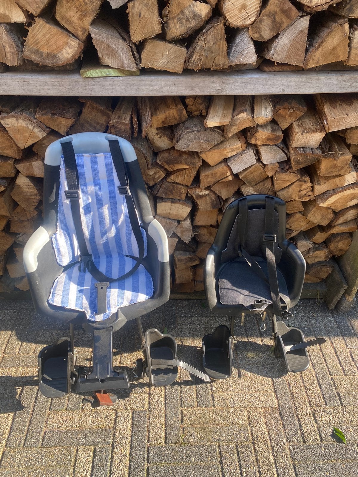 Twee Bobike fietsstoeltjes, Ophalen, Gebruikt