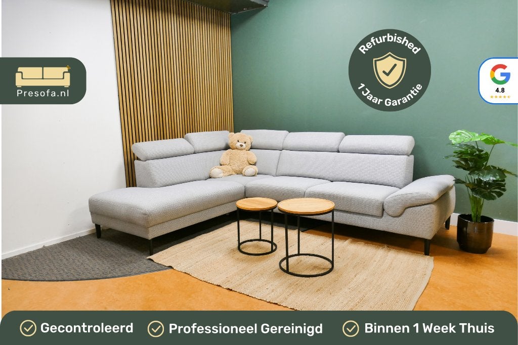 Montel Hoekbank Modena Lichtgrijs [Refurbished], Huis en Inrichting, Banken | Bankstellen, 250 tot 300 cm, -, -, Hoekbank