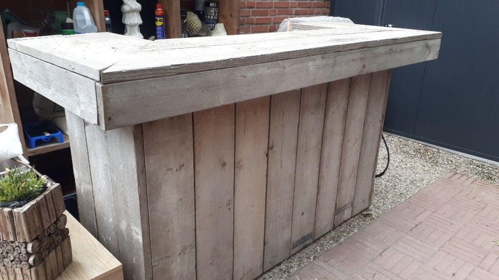 Mooie steigerhouten bar / buitenkeuken Nu maar € 650,-, Tuin en Terras, Buitenkeukens, Ophalen, Zo goed als nieuw, Houtskool, Vrijstaand