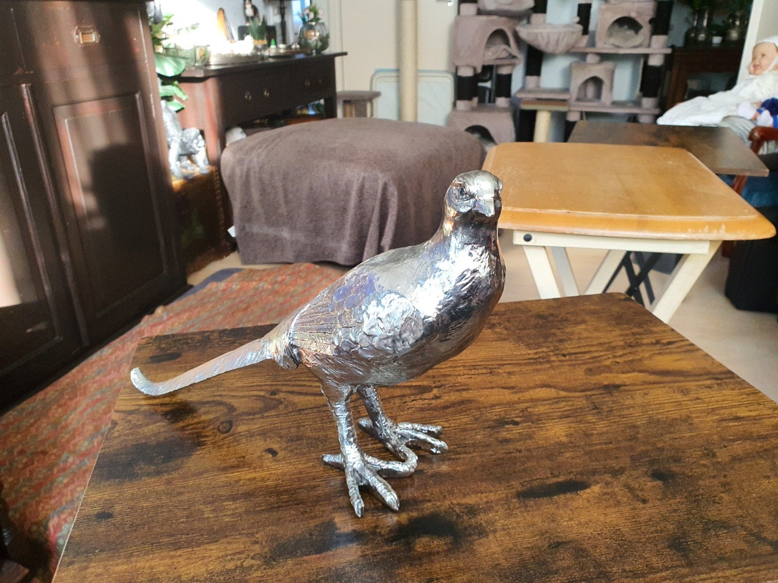 Zilverkleurige duif, Ophalen of Verzenden, Zo goed als nieuw, Vogel, Beeldje of Figuurtje