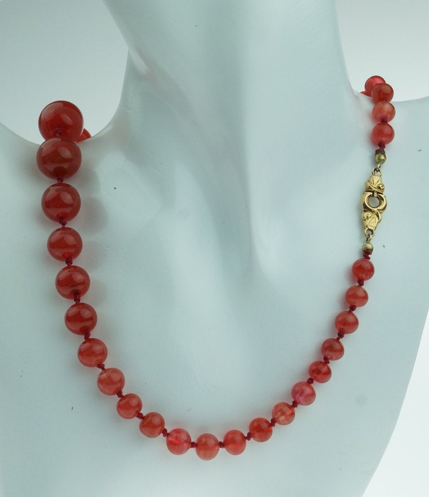 Agaat edelsteen antieke ketting 14k slot goud dames