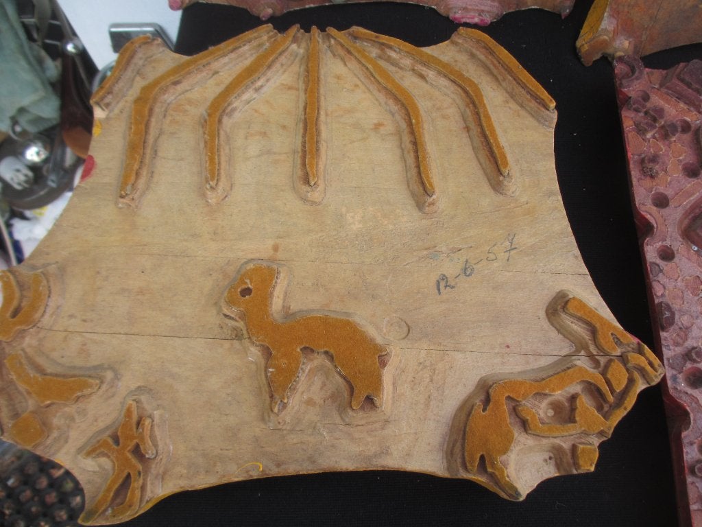 Brocante Vlisco stoffen stempels van hout, Ophalen of Verzenden