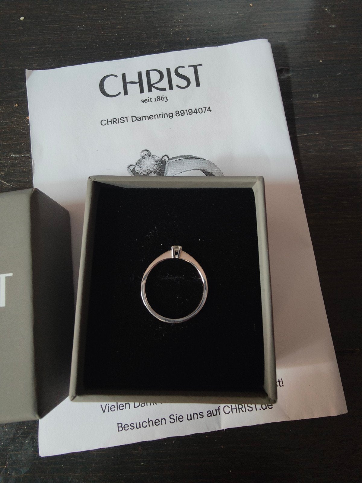 Christ Solitaire Ring 14K Witgoud met Diamant Maat 52, Ophalen of Verzenden, Zo goed als nieuw, Met edelsteen, Dame