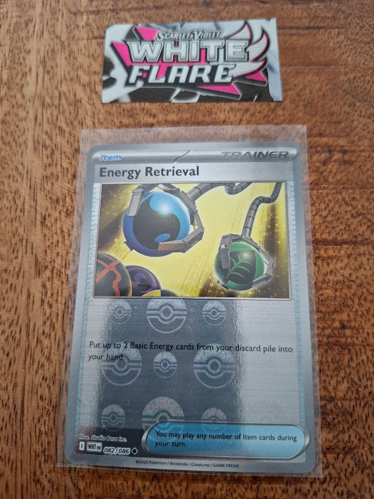 Pokemon Energy Retrieval (pokeball) (082/082) White Flare, Ophalen of Verzenden, Nieuw, Losse kaart, Foil
