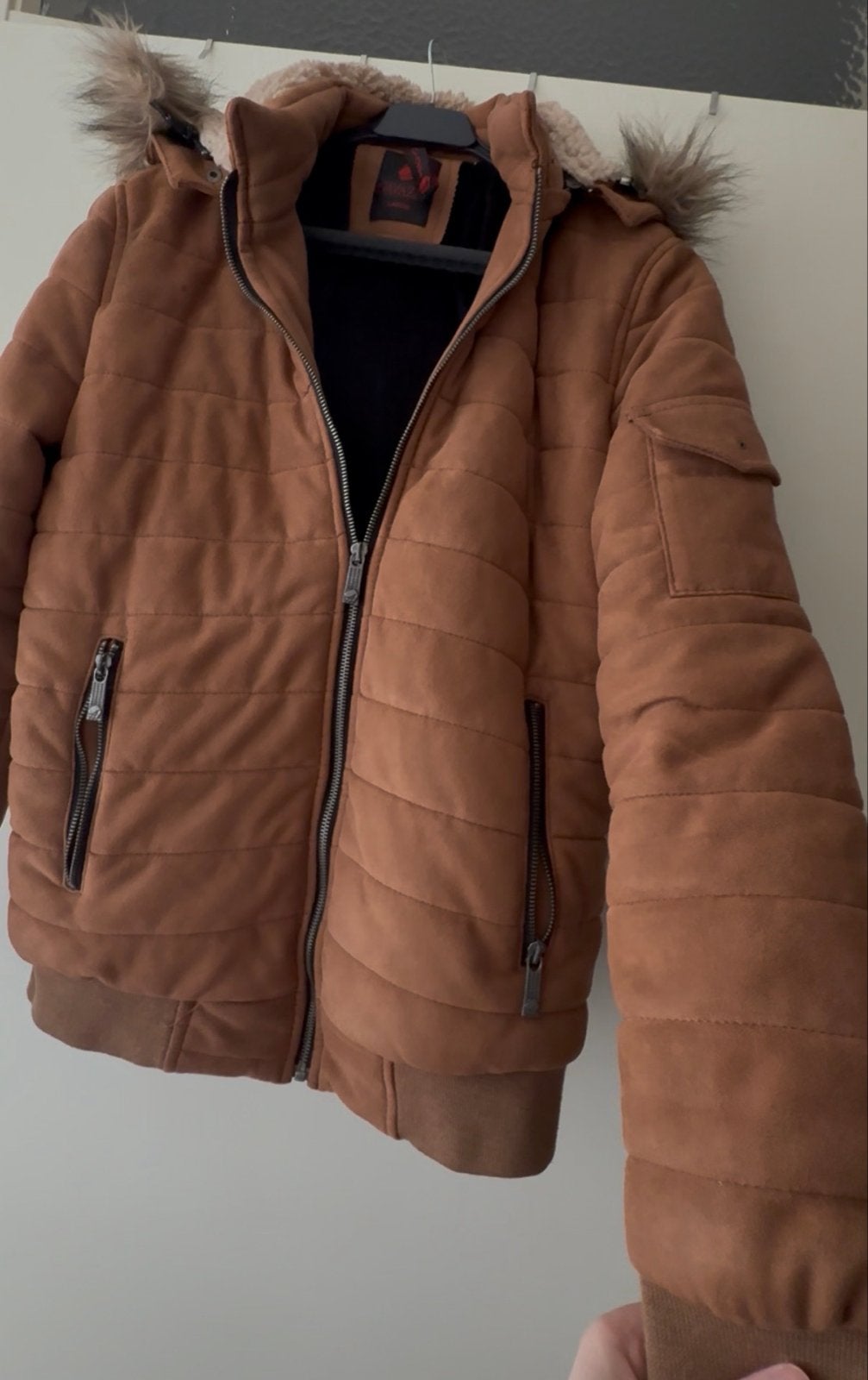 Mooie winterjas met bontkraag, Ophalen of Verzenden, Zo goed als nieuw, Bruin