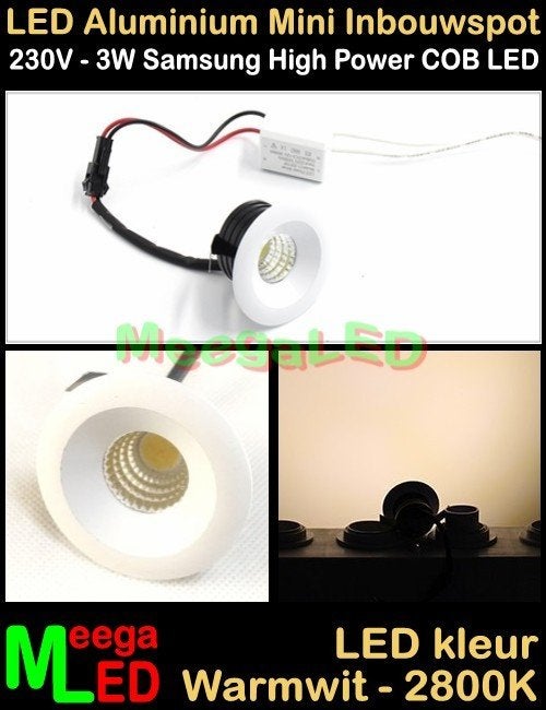 LED Tiny House mini inbouwspot spot COB 230V 3watt WW M18N, Huis en Inrichting, Lampen | Spots, Overige materialen, Nieuw, Overige fittingen