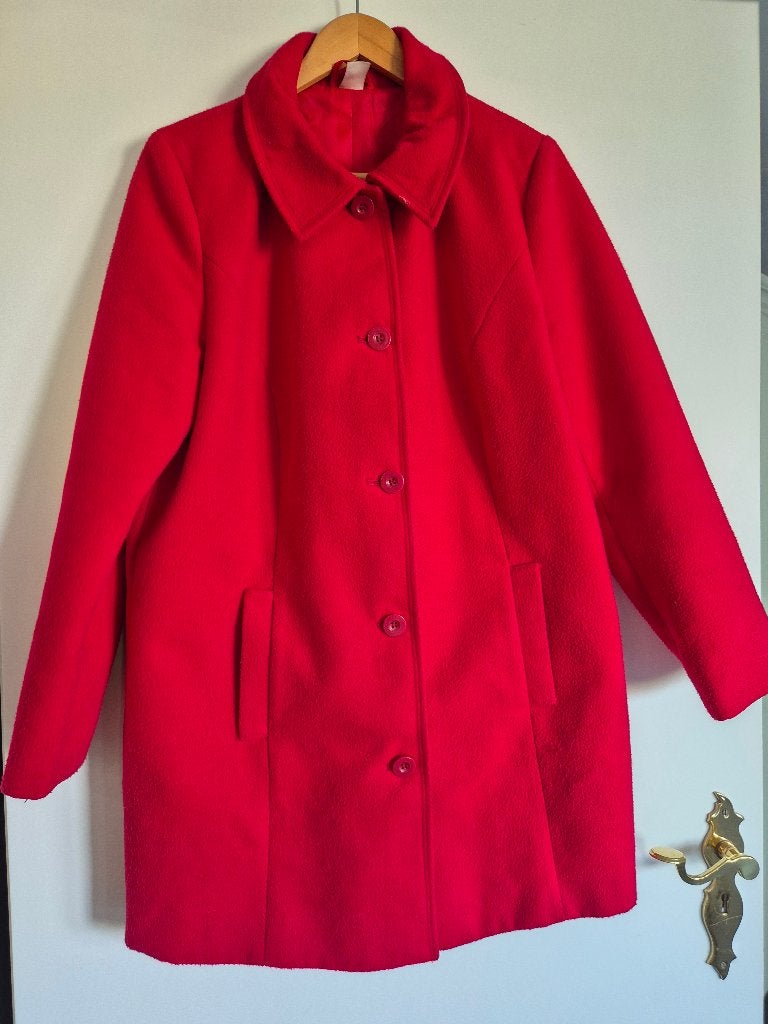 Rode wollen jas, maat M, Ophalen of Verzenden, Zo goed als nieuw, Maat 38/40 (M), Rood