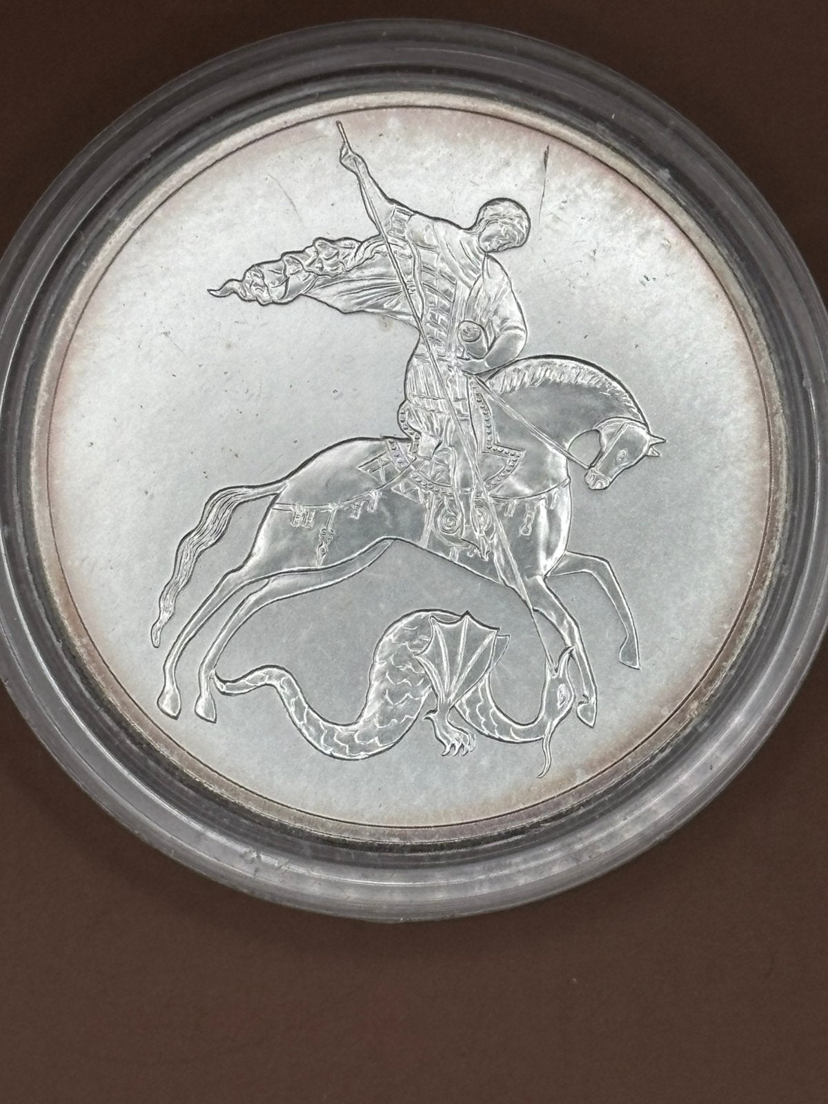 1oz zilver ST GEORGE THE VICTORIOUS - 3 roubles rusland 2010, Ophalen of Verzenden, Zilver