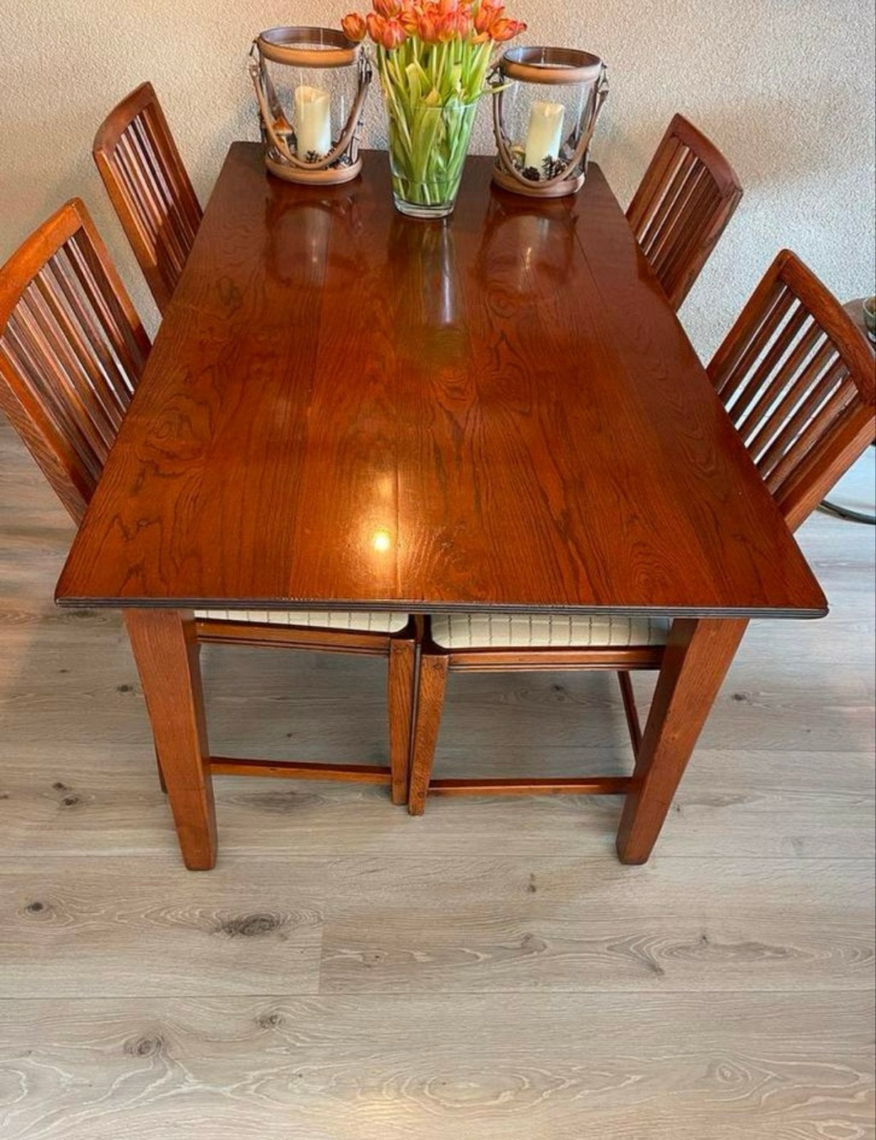 Schuitema eettafel met 6 stoelen, Gebruikt, Eikenhout, 150 tot 200 cm, Vier personen