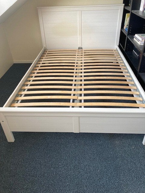 Wit Ikea Aspelund bed. Afleveren mogelijk, Ophalen of Verzenden, Gebruikt, Tweepersoons