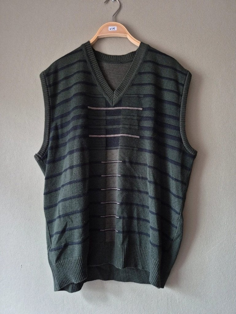 mens button-up gebreide vest | GEEN mouwen | L | opa-vest, Kleding | Heren, Maat 52/54 (L), Meerkleurig, Vintage Dressing, Ophalen of Verzenden